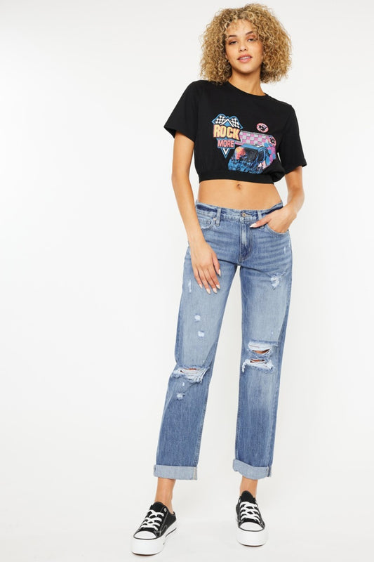 Kancan Mid Rise Distressed Straight Jeans - FunkyPeacockStore (Store description)