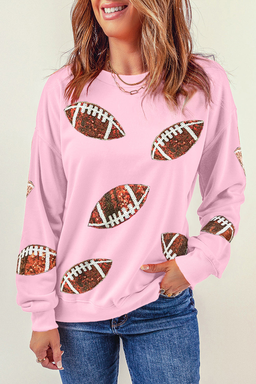 Sequin Football Patch Sweatshirt - FunkyPeacockStore (Store description)