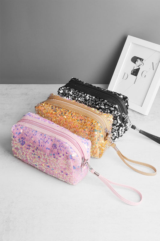 Zenana Colorful Shine Cosmetic Sequin Design Bag - FunkyPeacockStore (Store description)