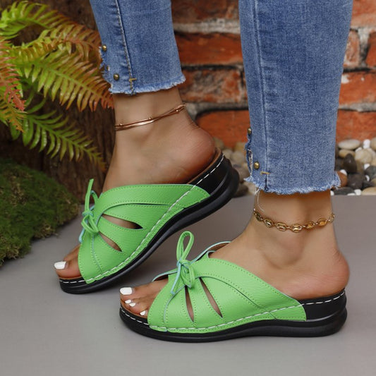 Tied Open Toe Low Heel Sandals - FunkyPeacockStore (Store description)