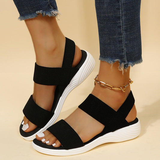 Rubber Open Toe Low Heel Sandals - FunkyPeacockStore (Store description)