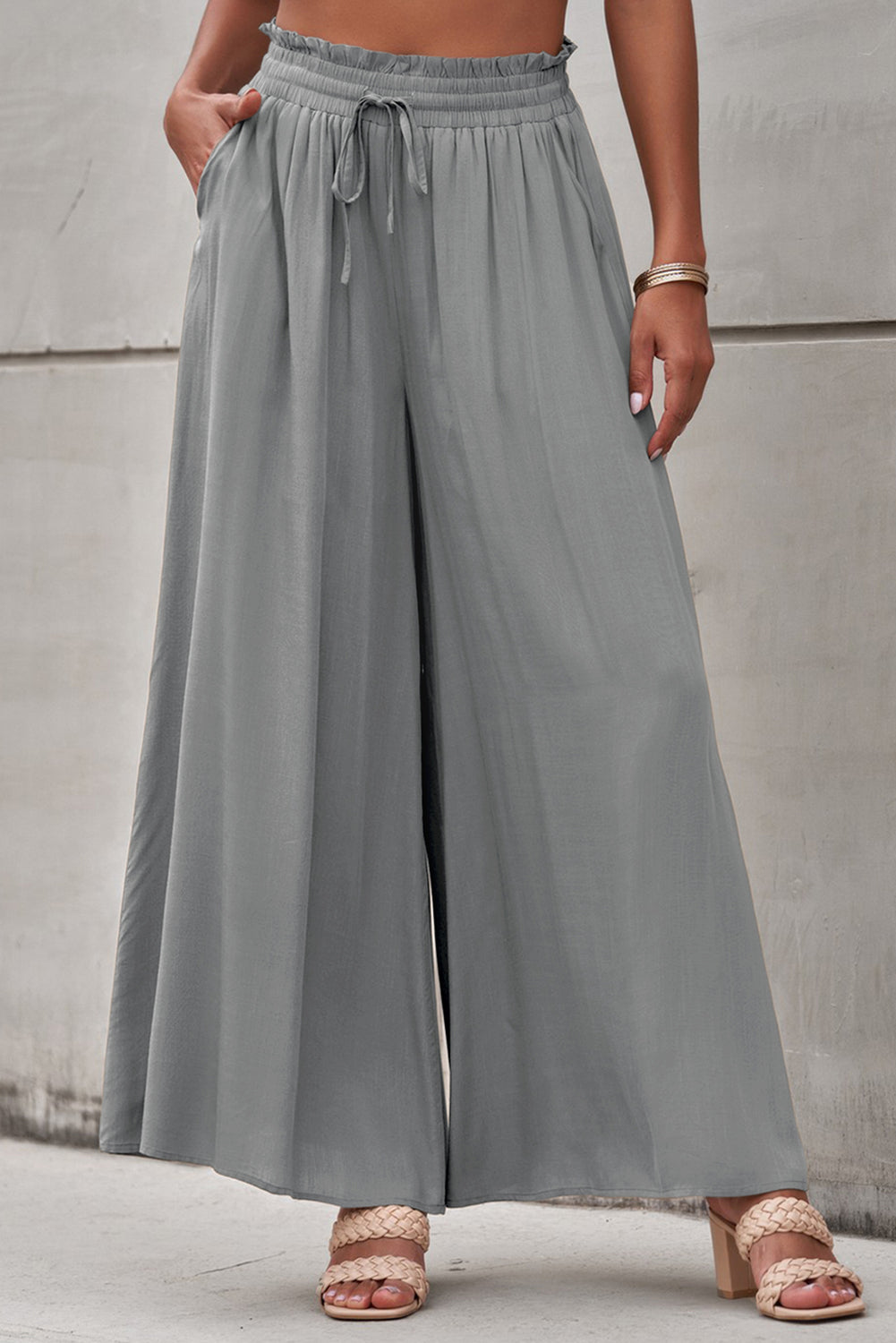 Drawstring Waist Wide Leg Pants - FunkyPeacockStore (Store description)