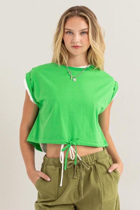 HYFVE Drawstring Hem Crop Top - FunkyPeacockStore (Store description)