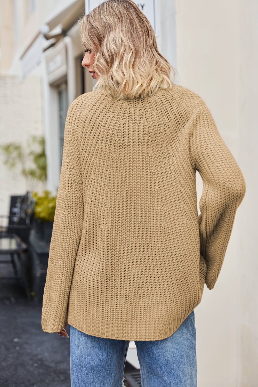 Raglan Sleeve Waffle Knit Sweater - FunkyPeacockStore (Store description)