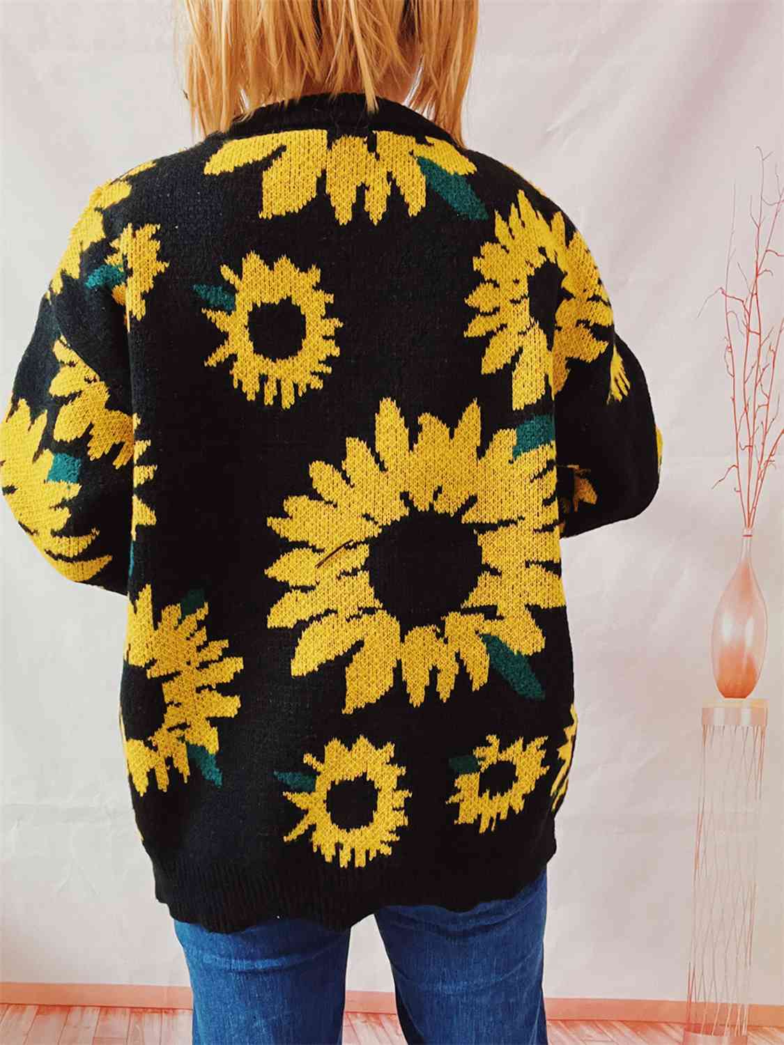 Sunflower Dropped Shoulder Long Sleeve Sweater - FunkyPeacockStore (Store description)