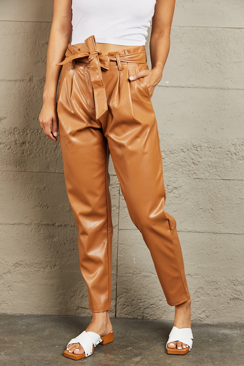 HEYSON Powerful You Faux Leather Paperbag Waist Pants - FunkyPeacockStore (Store description)