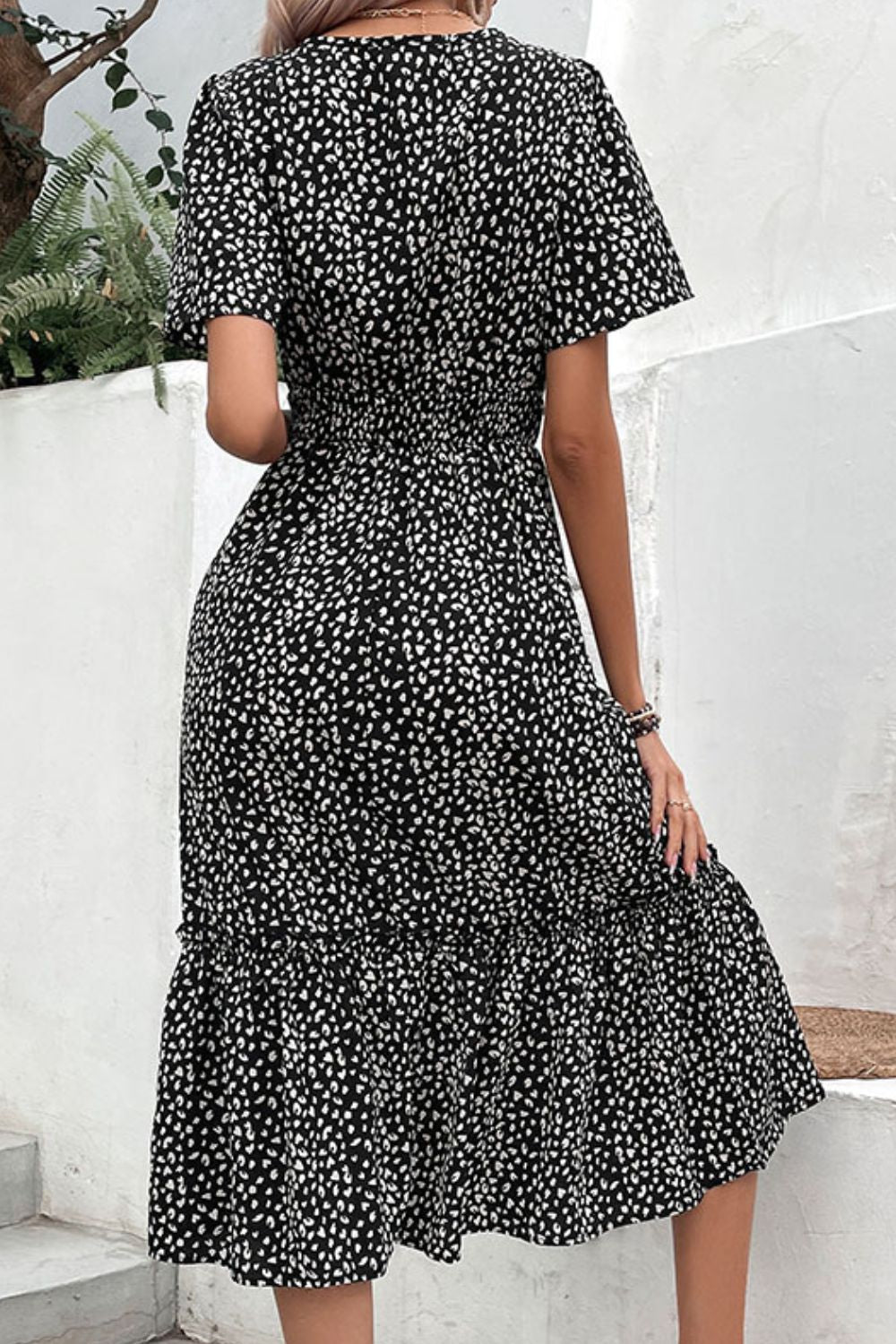 Leopard Print Short Sleeve Midi Dress - FunkyPeacockStore (Store description)