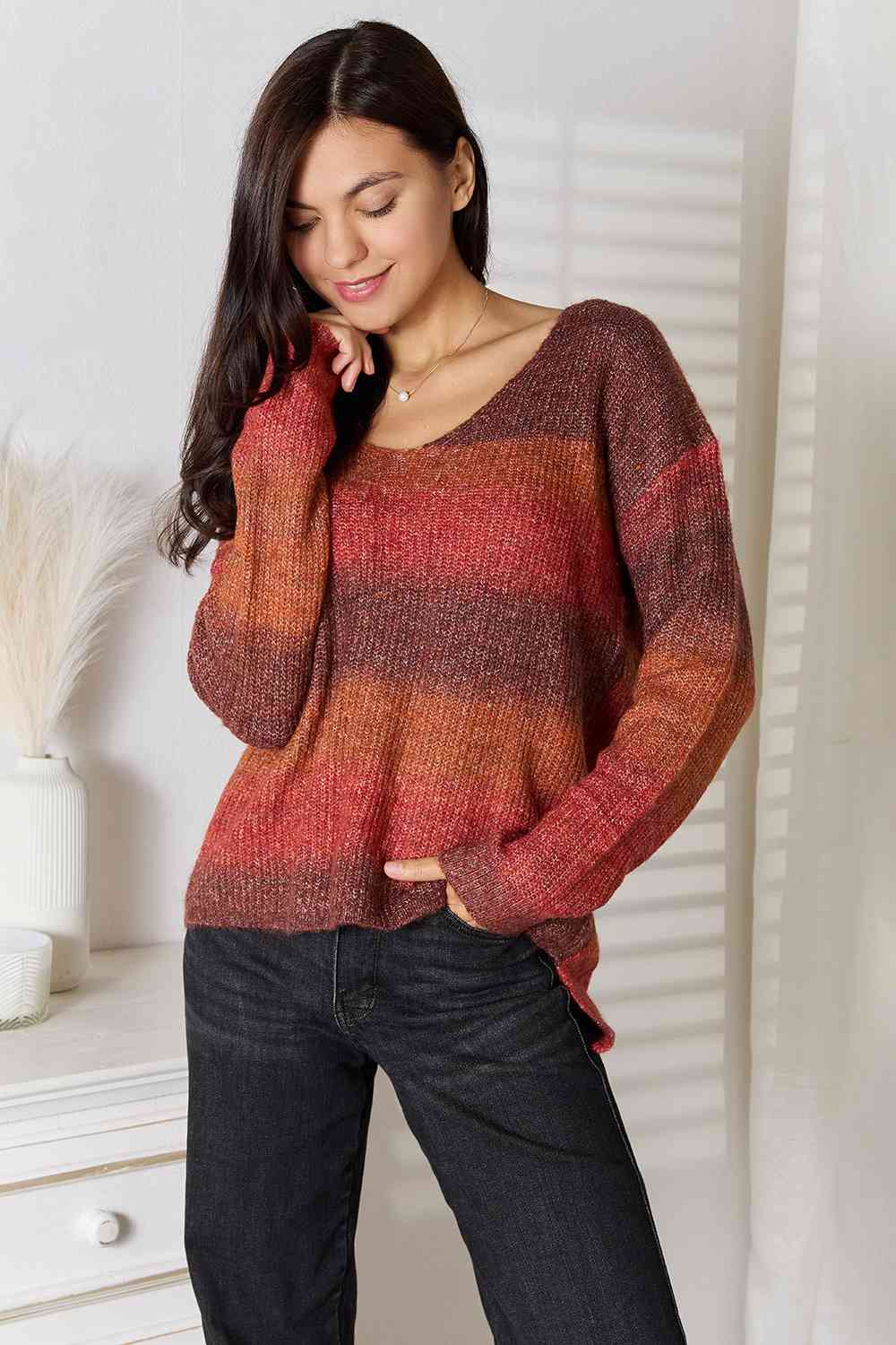 Gradient V-Neck Sweater - FunkyPeacockStore (Store description)