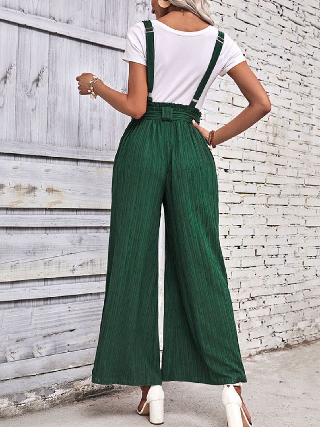 Tie Belt Wide Leg Overalls - FunkyPeacockStore (Store description)