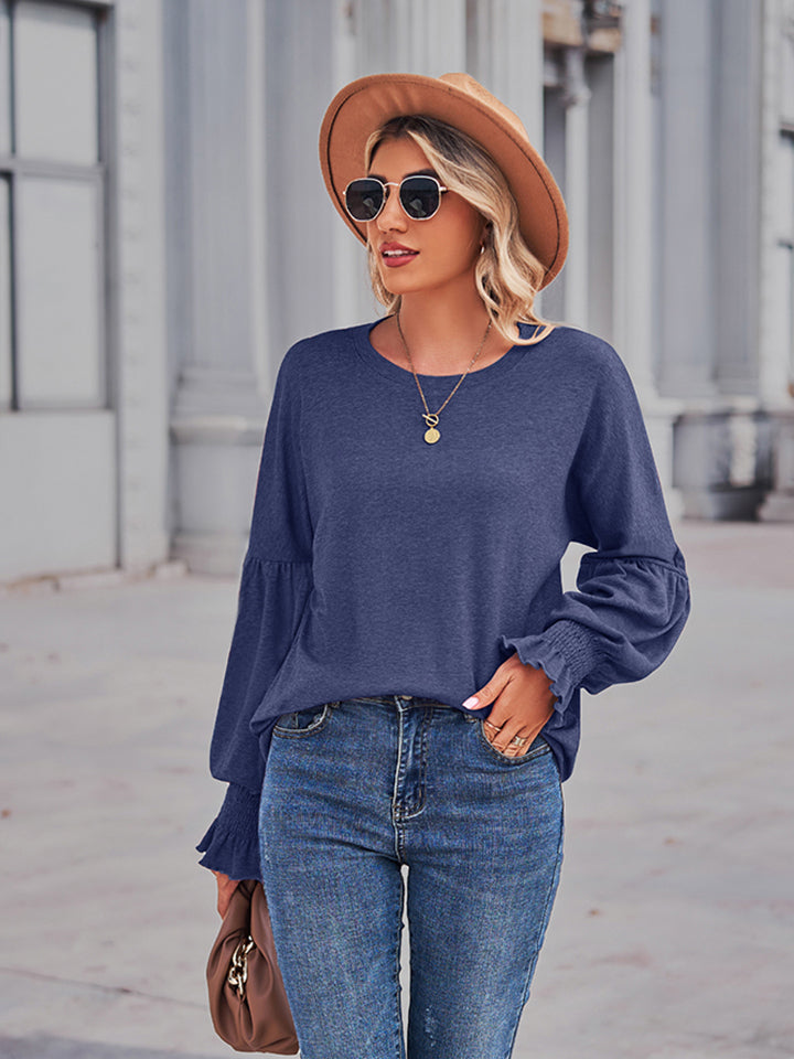 Round Neck Flounce Sleeve Blouse - FunkyPeacockStore (Store description)