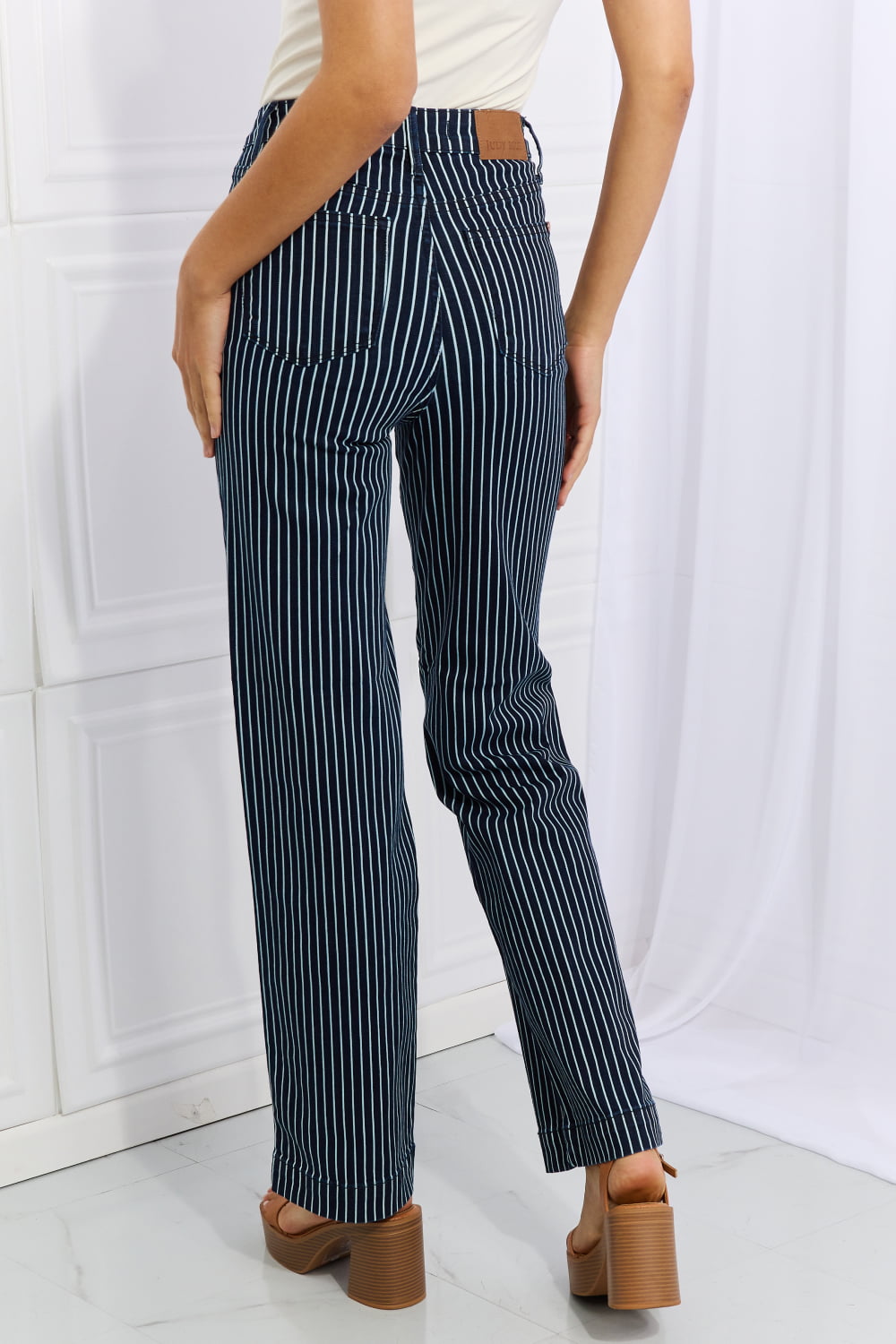 Judy Blue Cassidy High Waisted Tummy Control Striped Straight Jeans - FunkyPeacockStore (Store description)