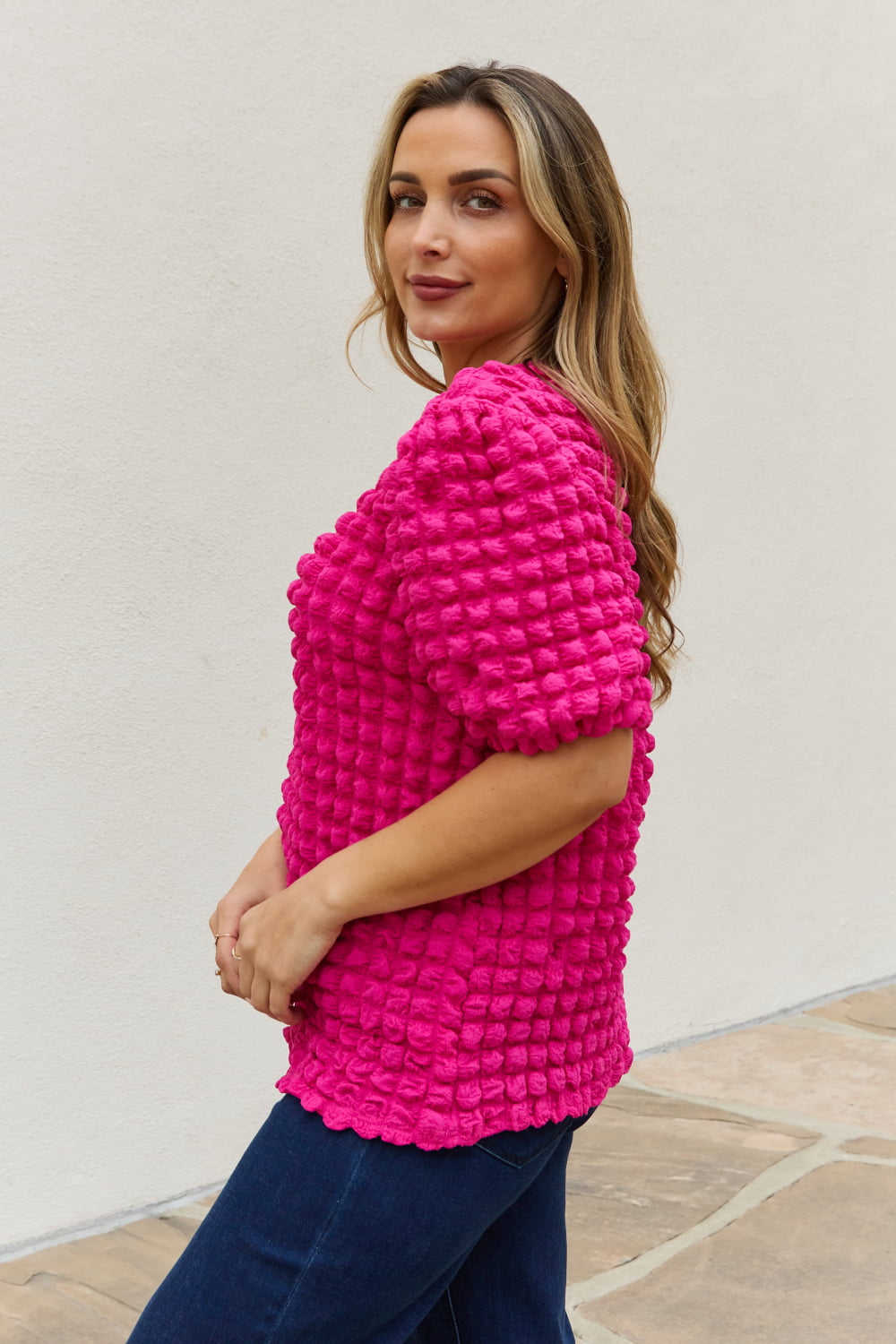 And The Why Bubble textured Puff Sleeve Top - FunkyPeacockStore (Store description)