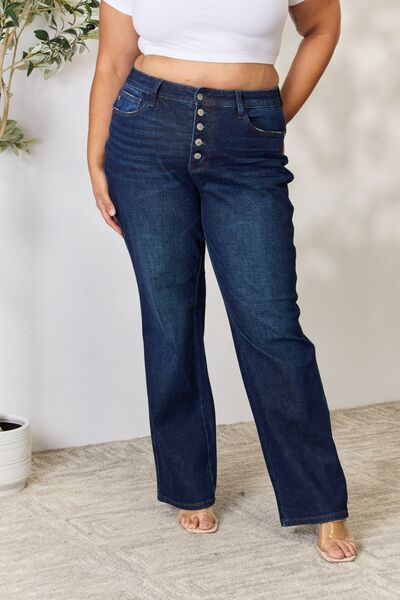 Judy Blue Button-Fly Straight Jeans - FunkyPeacockStore (Store description)