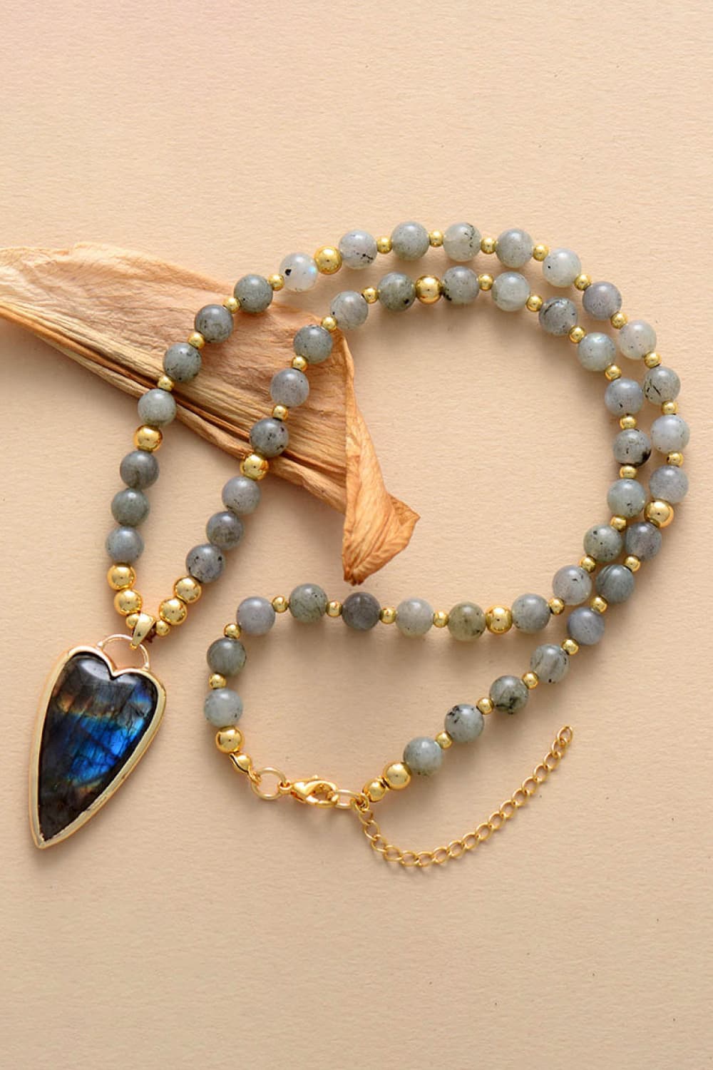 Natural Stone Pendant Beaded Necklace - FunkyPeacockStore (Store description)