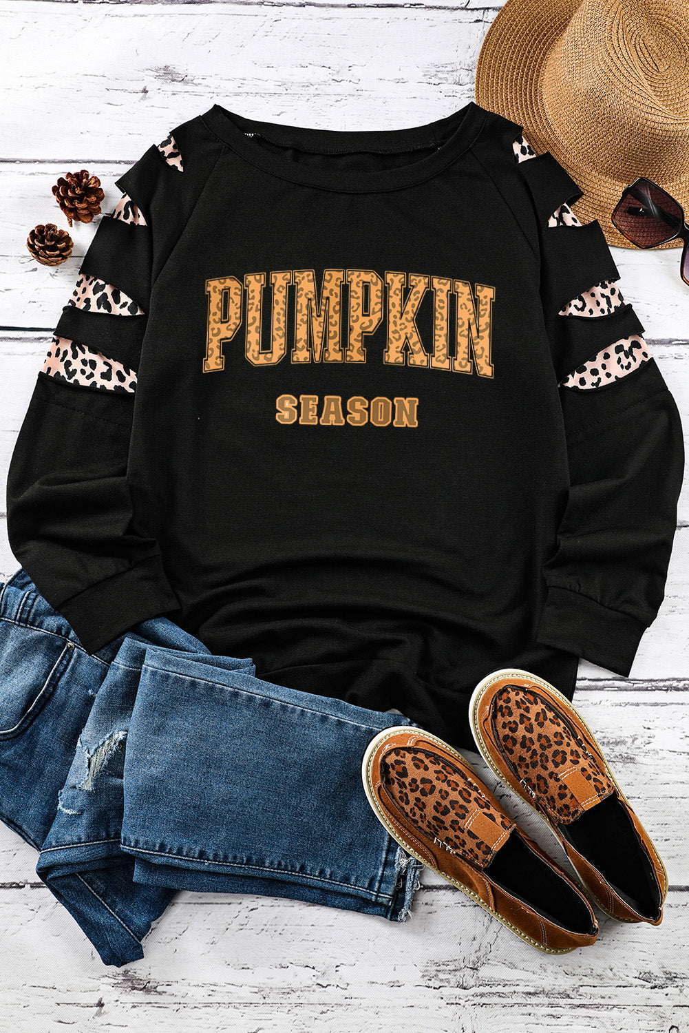 PUMPKIN SEASON Graphic  Leopard Sweatshirt - FunkyPeacockStore (Store description)