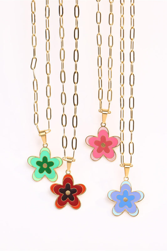 Flower Pendant Stainless Steel Necklace - FunkyPeacockStore (Store description)