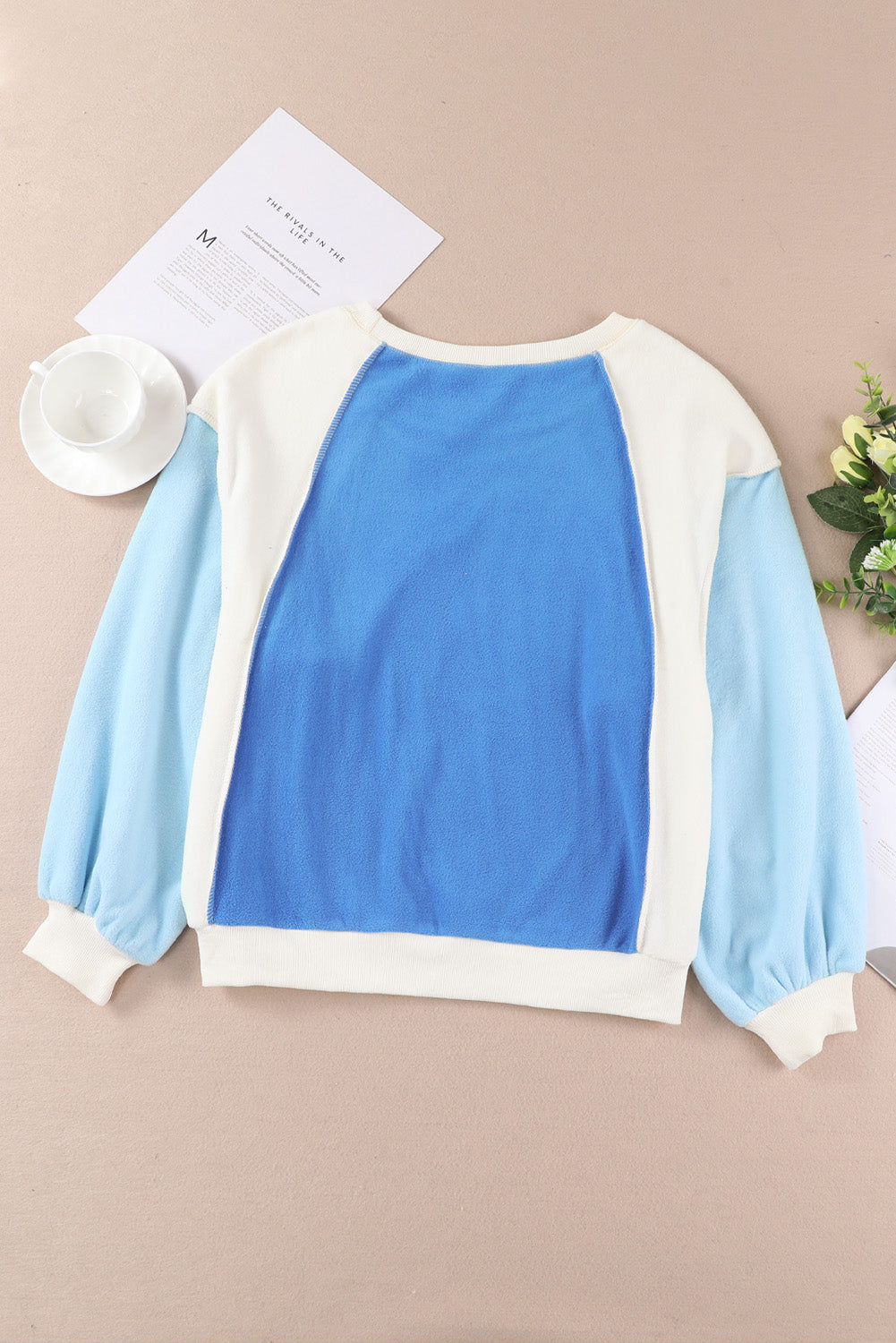 Round Neck Dropped Shoulder Color Block Sweatshirt - FunkyPeacockStore (Store description)