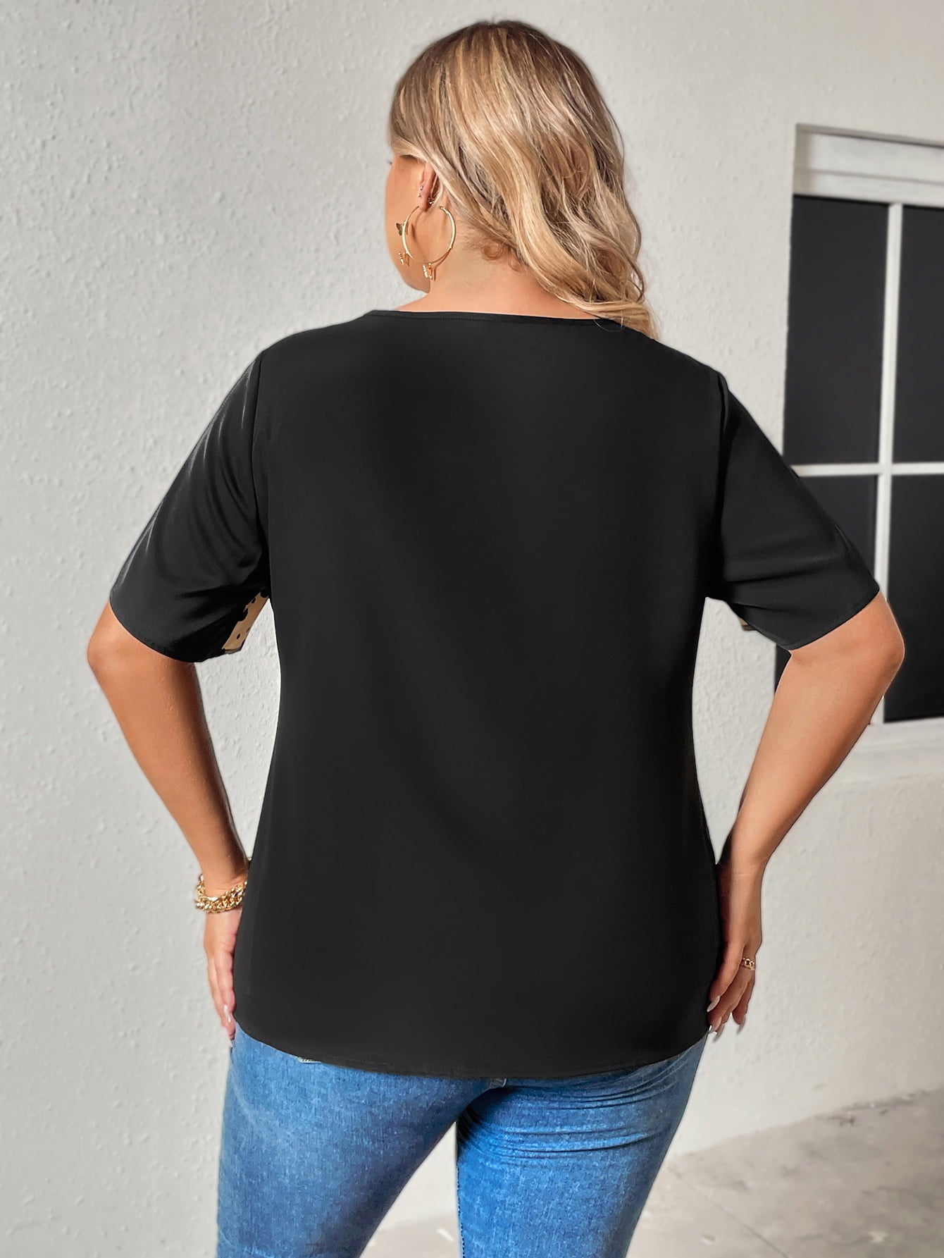 Chain Detail V-Neck Raglan Sleeve Blouse - FunkyPeacockStore (Store description)