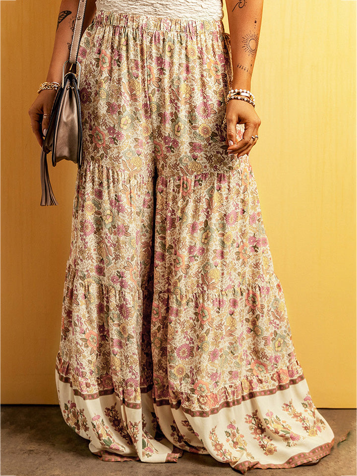 Floral Tiered Wide Leg Pants - FunkyPeacockStore (Store description)