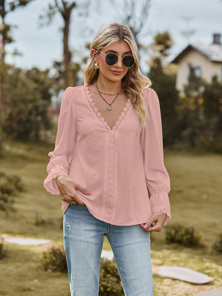 V-Neck Flounce Sleeve Blouse - FunkyPeacockStore (Store description)