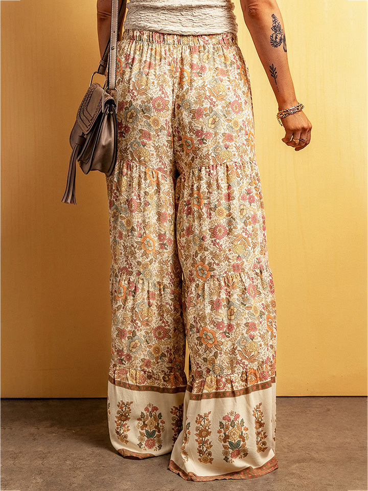 Floral Tiered Wide Leg Pants - FunkyPeacockStore (Store description)