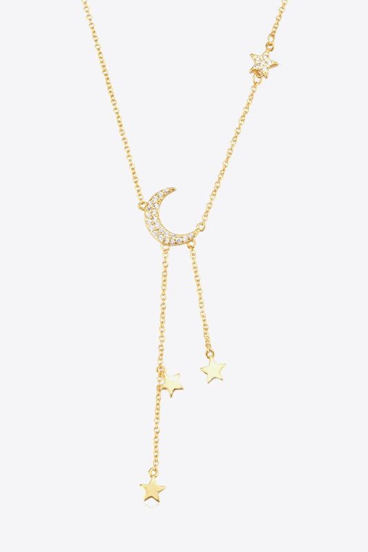 Inlaid Zircon Star and Moon Necklace - FunkyPeacockStore (Store description)