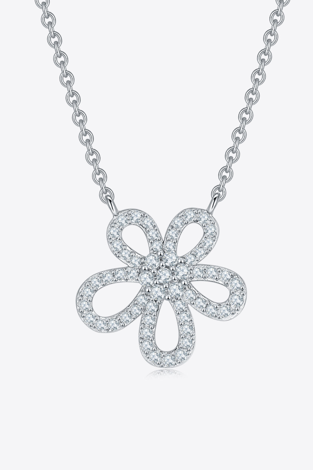 Moissanite Flower Pendant 925 Sterling Silver Necklace - FunkyPeacockStore (Store description)