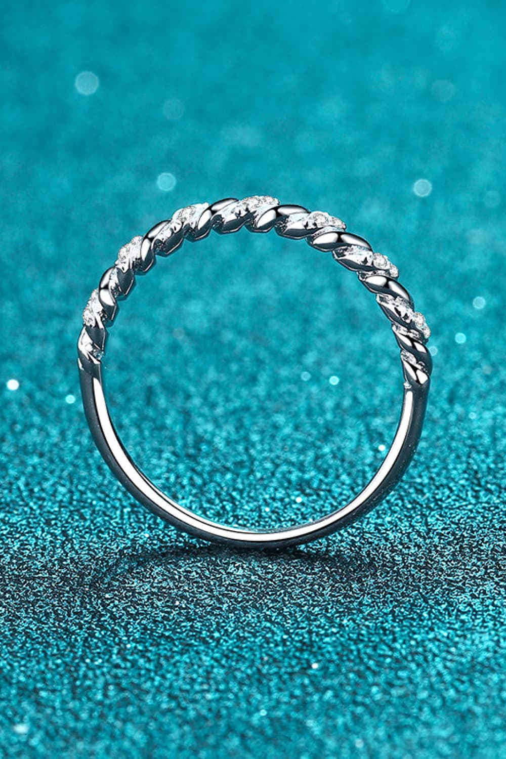 Moissanite Rhodium-Plated Half-Eternity Ring - FunkyPeacockStore (Store description)