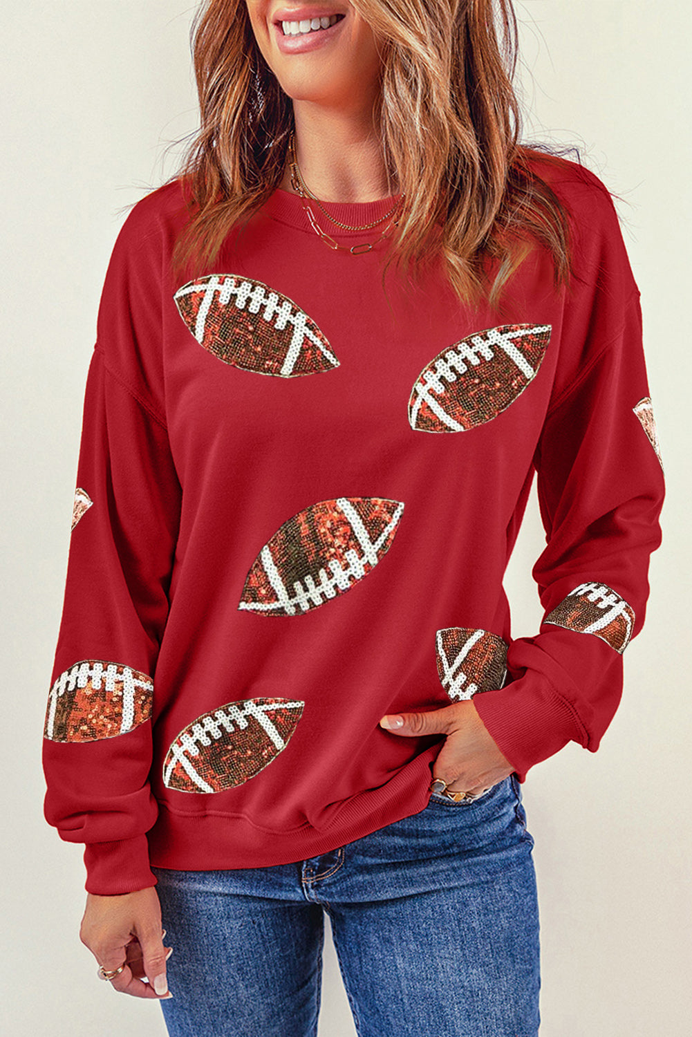 Sequin Football Patch Sweatshirt - FunkyPeacockStore (Store description)