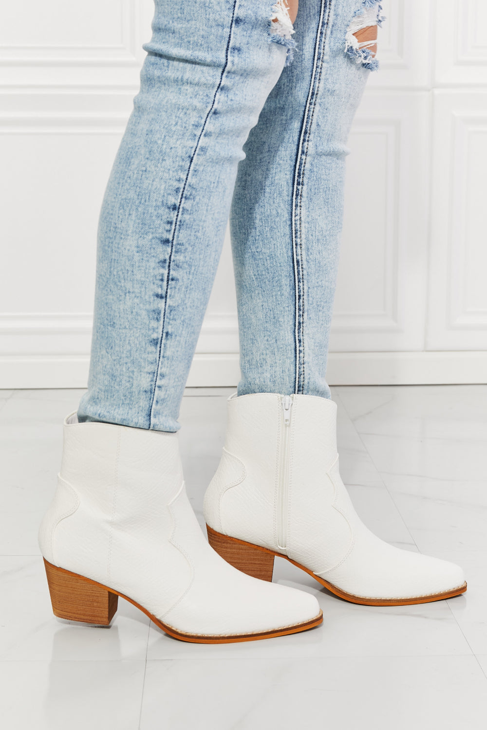 MMShoes Watertower Town Faux Leather Western Ankle Boots in White - FunkyPeacockStore (Store description)