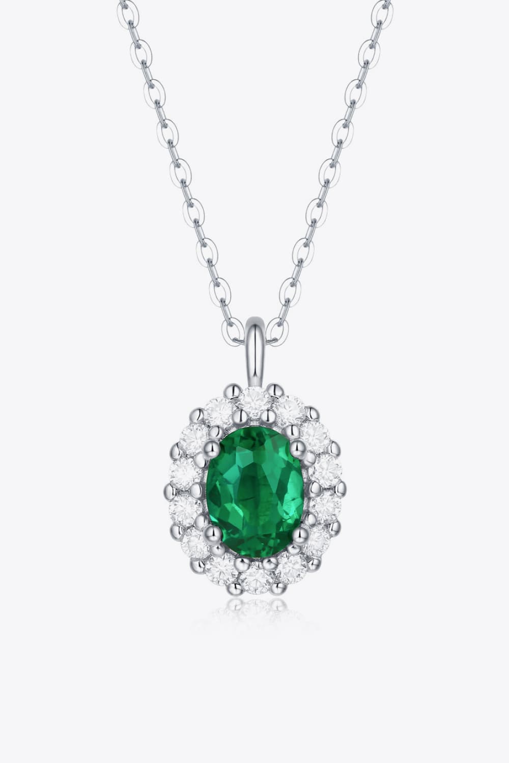 1.5 Carat Lab-Grown Emerald 925 Sterling Silver Necklace - FunkyPeacockStore (Store description)