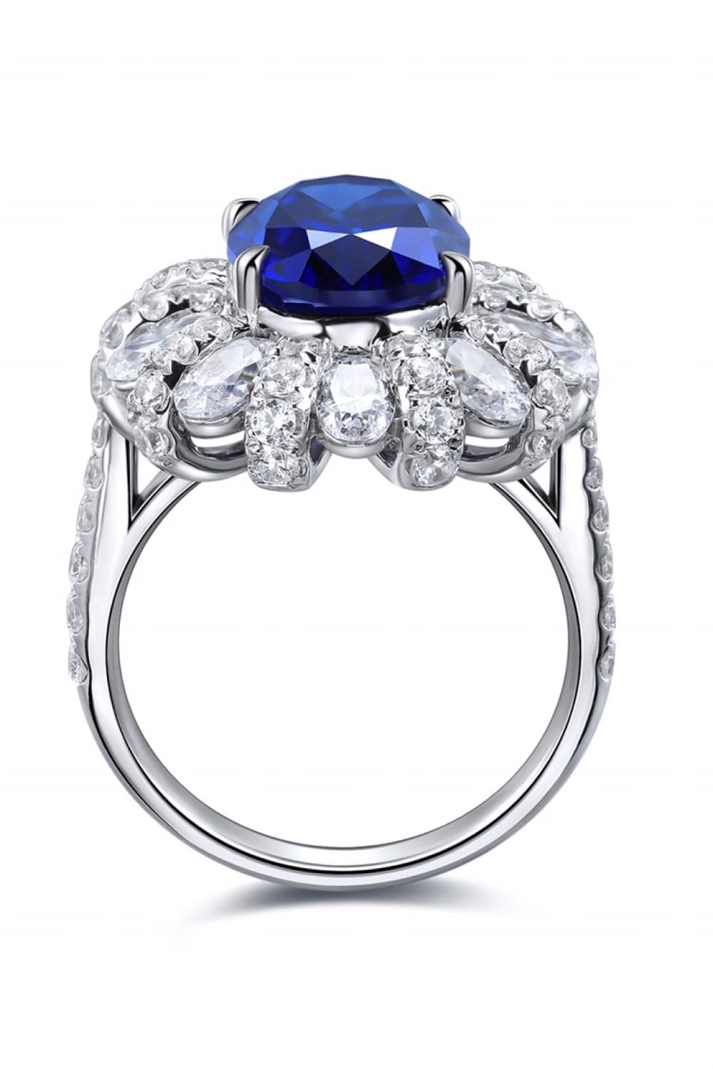 5 Carat Lab-Grown Sapphire Flower Shape Ring - FunkyPeacockStore (Store description)