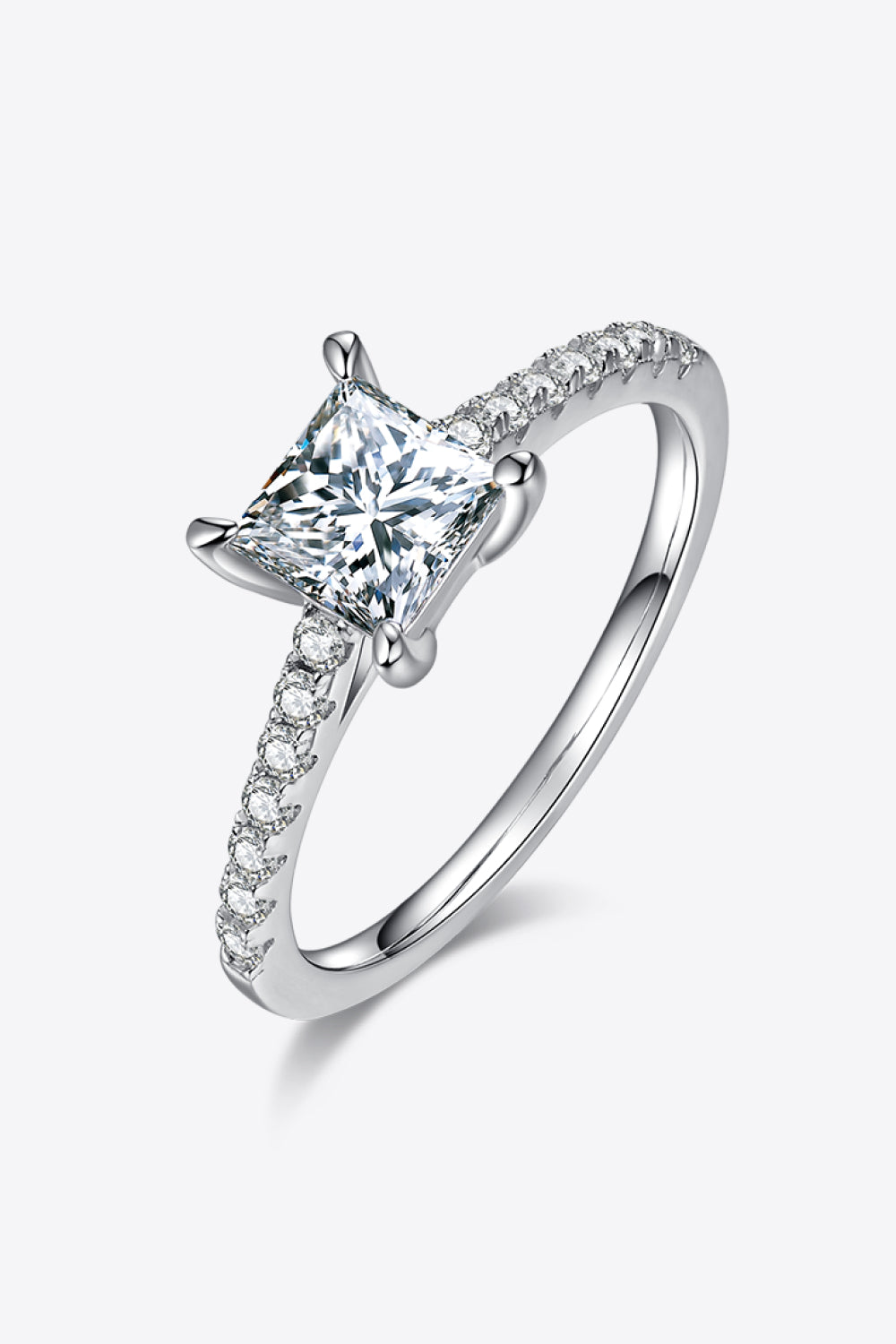 1.21 Carat Moissanite 925 Sterling Silver Side Stone Ring - FunkyPeacockStore (Store description)