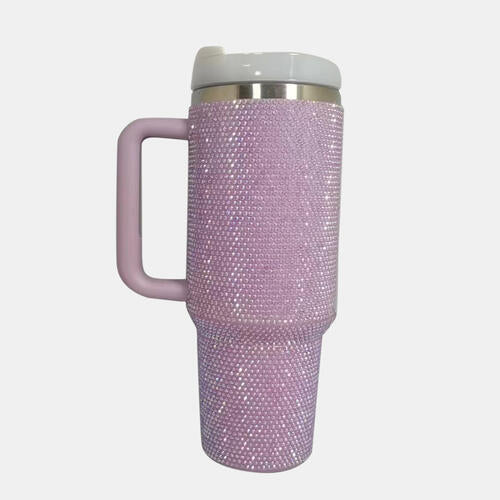 Rhinestone Stainless Steel Tumbler with Straw - FunkyPeacockStore (Store description)