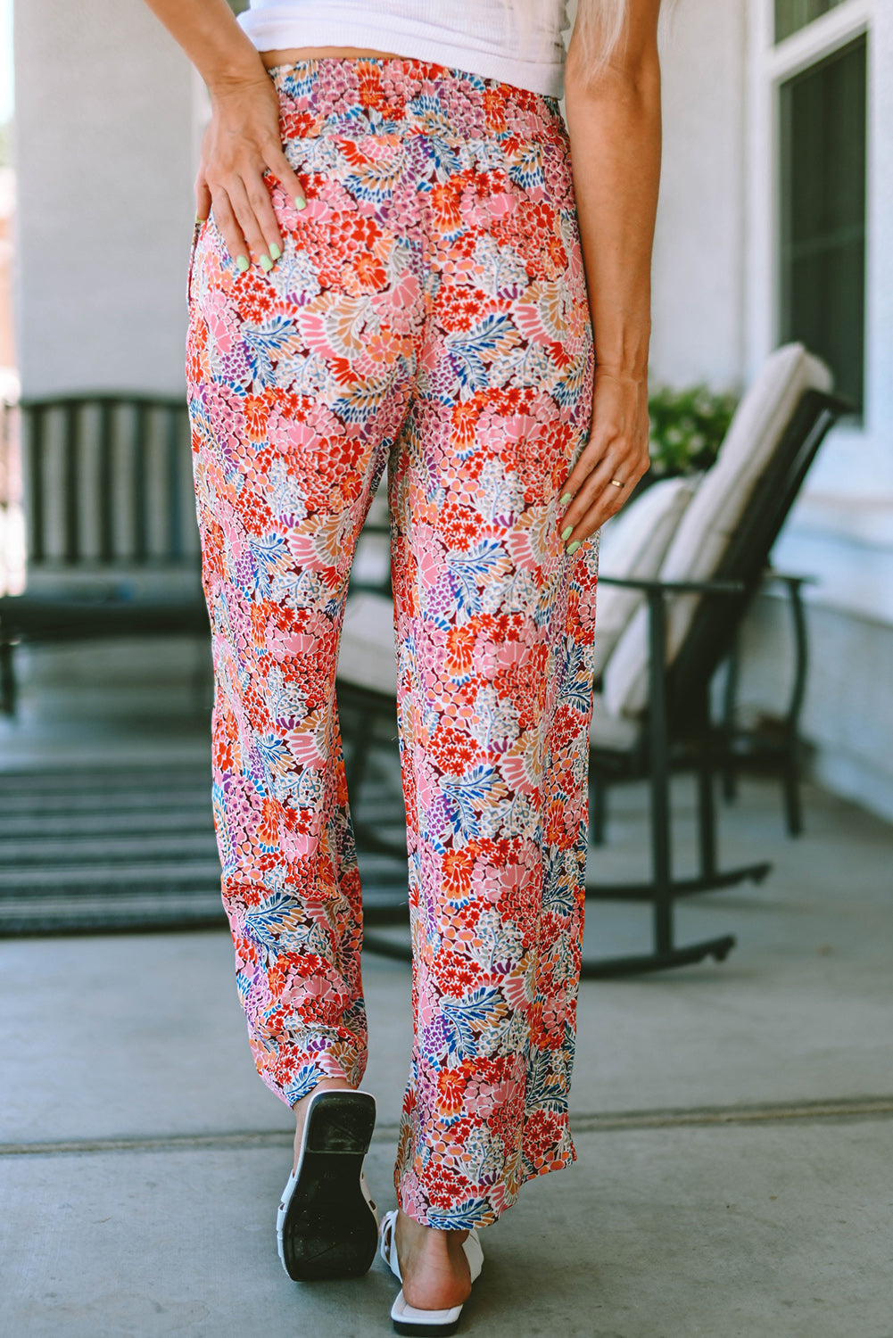 Printed Tie Waist Wide Leg Long Pants - FunkyPeacockStore (Store description)