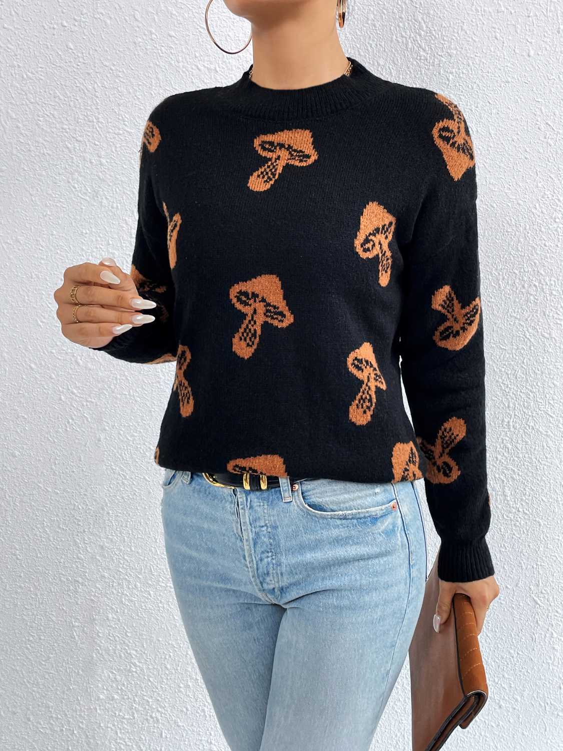 Patterned Drop Shoulder Sweater - FunkyPeacockStore (Store description)