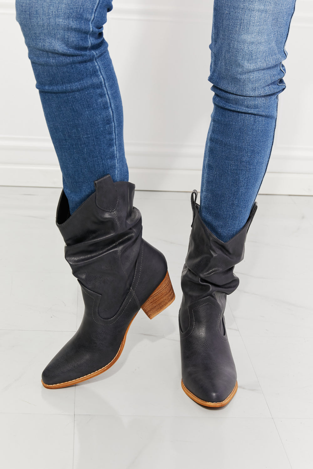 MMShoes Better in Texas Scrunch Cowboy Boots in Navy - FunkyPeacockStore (Store description)