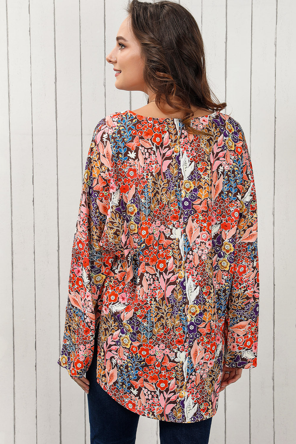 Floral V-Neck Long Sleeve Blouse - FunkyPeacockStore (Store description)