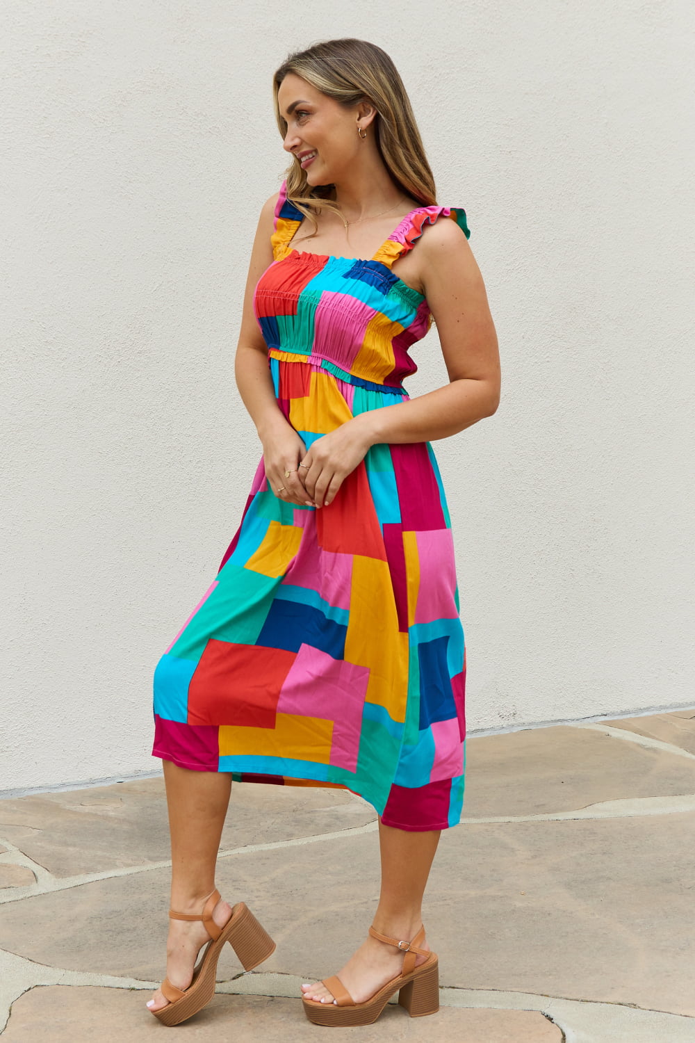 And The Why Multicolored Square Print Summer Dress - FunkyPeacockStore (Store description)