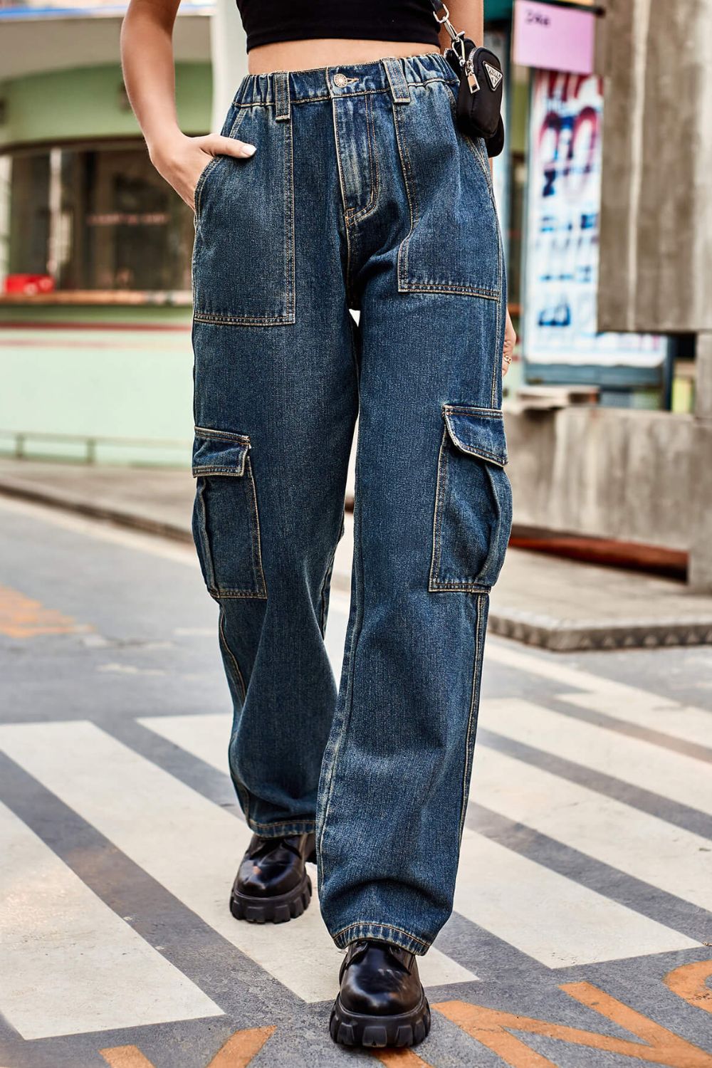 Long Straight Leg Jeans with Pockets - FunkyPeacockStore (Store description)