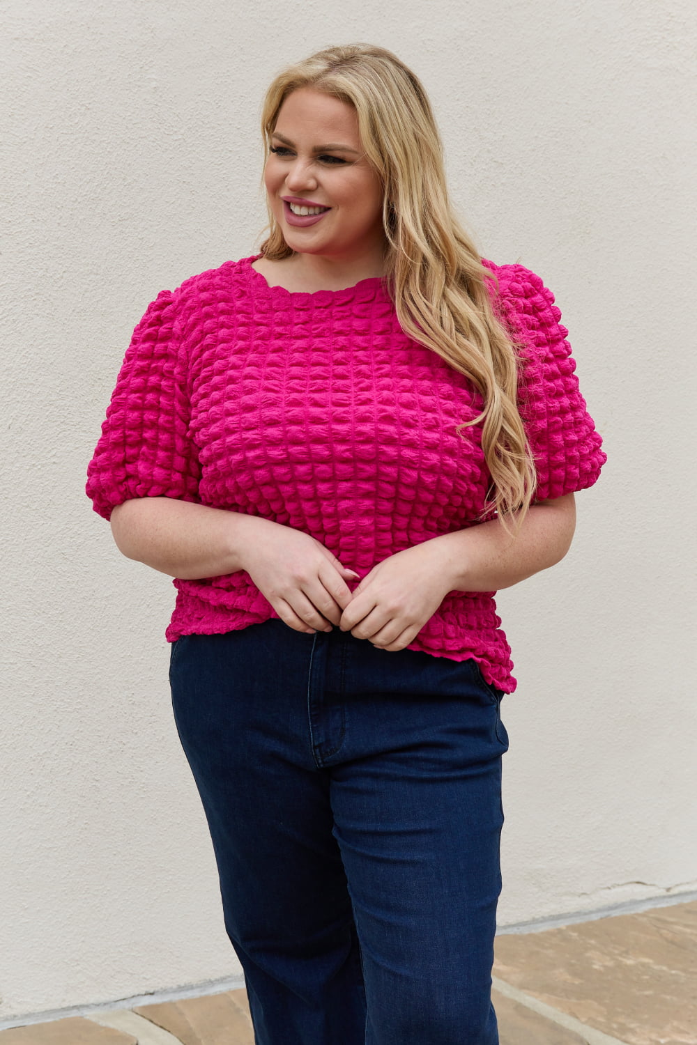 And The Why Bubble textured Puff Sleeve Top - FunkyPeacockStore (Store description)