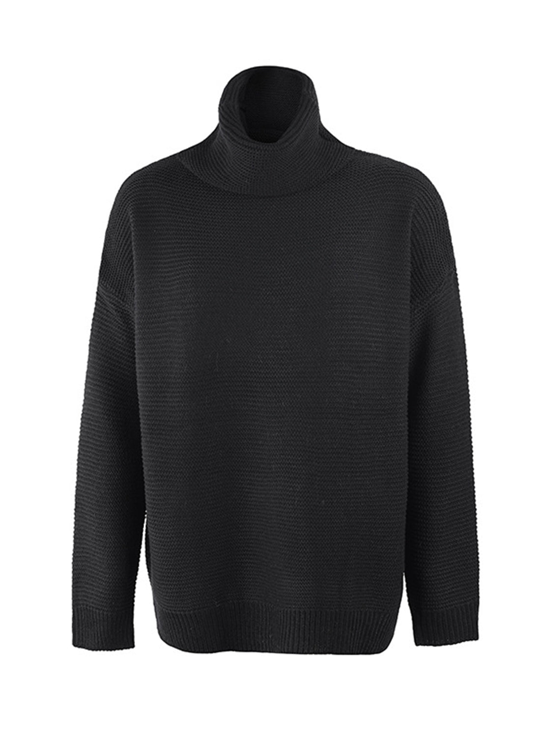 Turtleneck Dropped Shoulder Slit Sweater - FunkyPeacockStore (Store description)