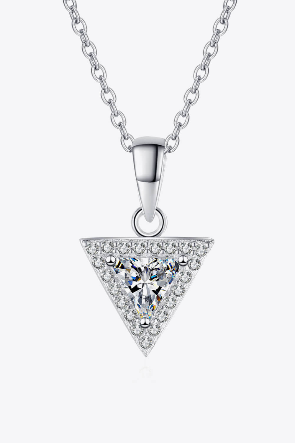 925 Sterling Silver Triangle Moissanite Pendant Necklace - FunkyPeacockStore (Store description)