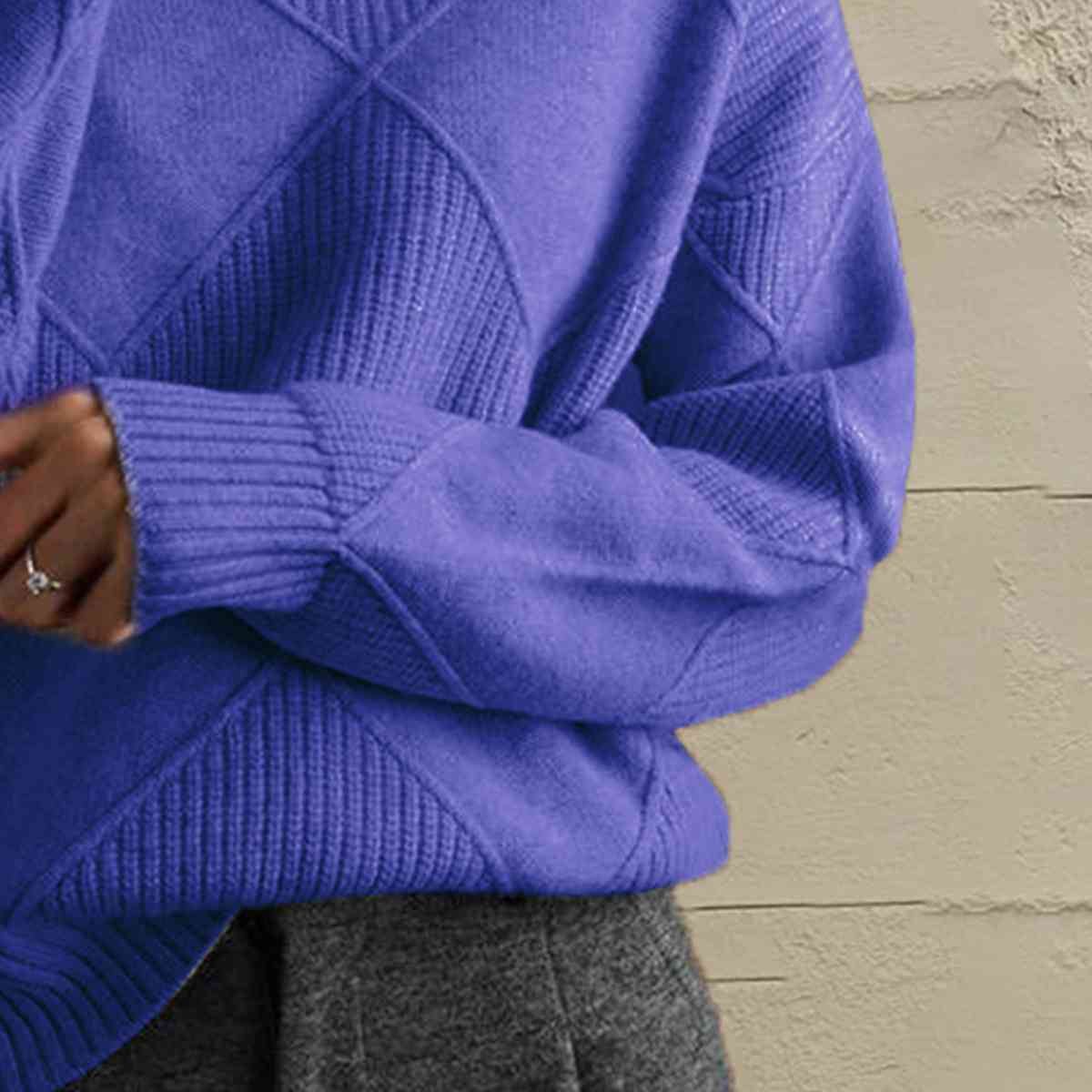 Geometric Turtleneck Long Sleeve Sweater - FunkyPeacockStore (Store description)