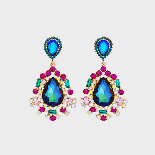 Teardrop Shape Rhinestone Alloy Dangle Earrings - FunkyPeacockStore (Store description)