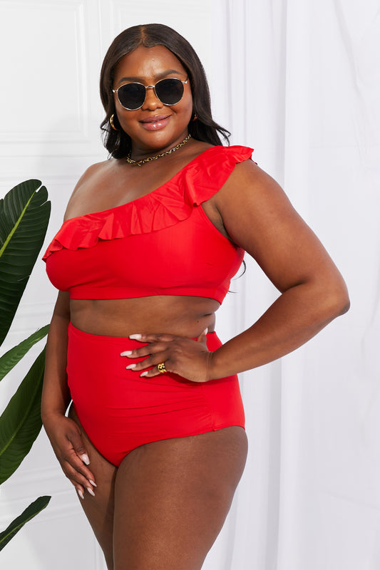 Seaside Romance Ruffle One-Shoulder Bikini in Red - FunkyPeacockStore (Store description)