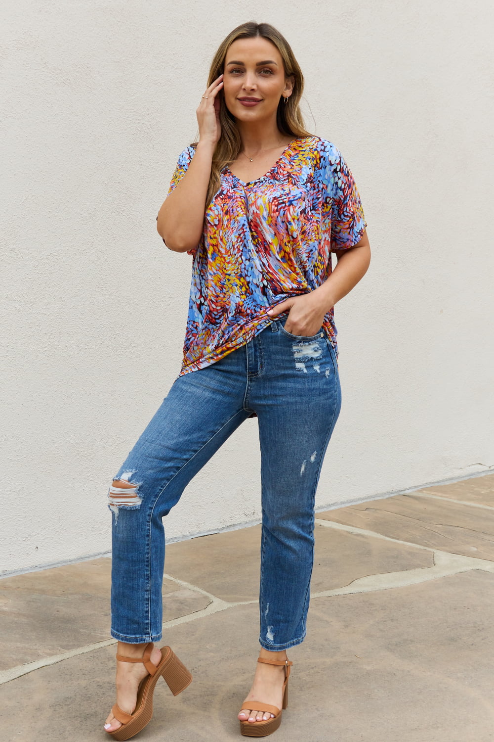 Be Stage Printed Dolman Flowy Top - FunkyPeacockStore (Store description)