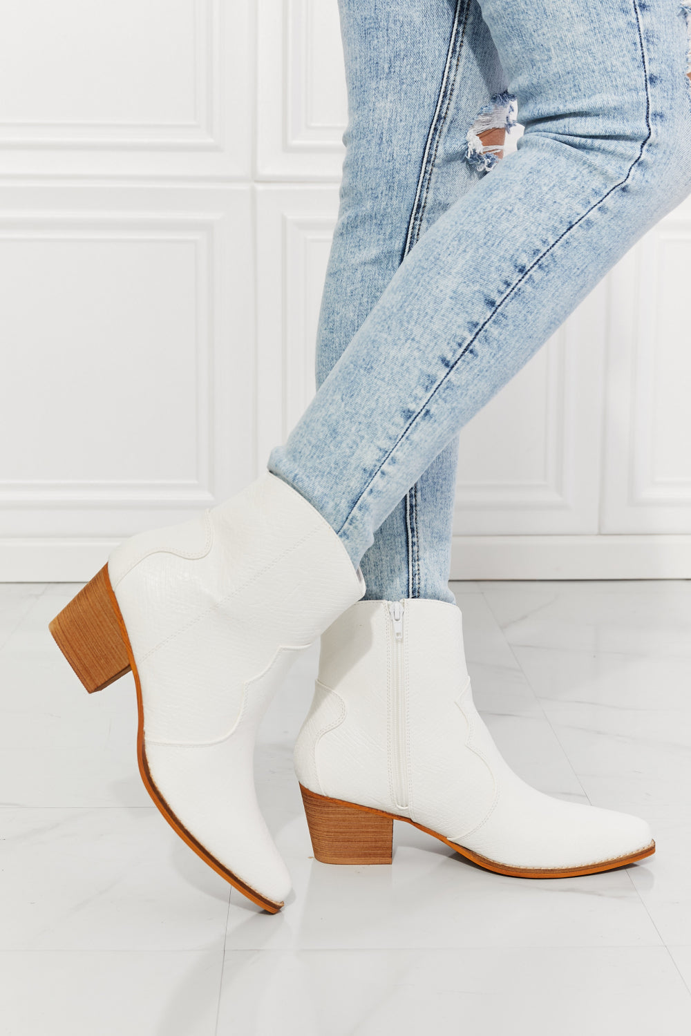 MMShoes Watertower Town Faux Leather Western Ankle Boots in White - FunkyPeacockStore (Store description)