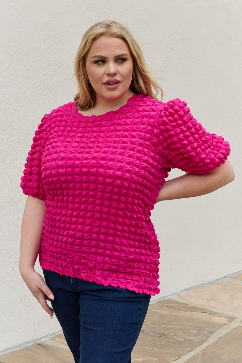 And The Why Bubble textured Puff Sleeve Top - FunkyPeacockStore (Store description)