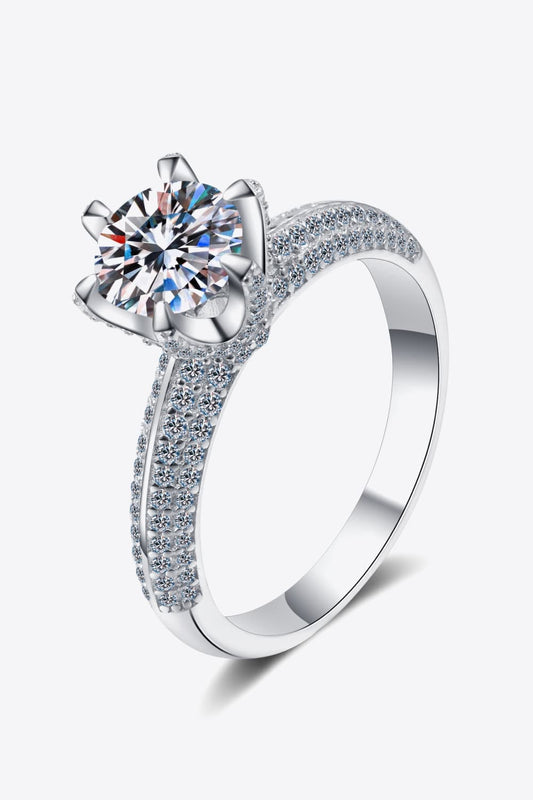 2 Carat Moissanite 925 Sterling Silver Side Stone Ring - FunkyPeacockStore (Store description)